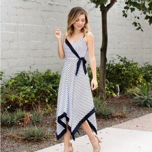 Banana Republic Blue and White Asymmetrical Sundress
